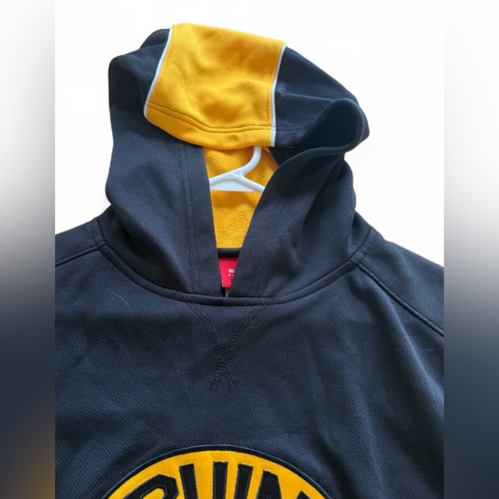 Reebok BostonBruins NHL Black and Yellow Hooded Sweatshirt Logo SzM - Picture 4 of 13